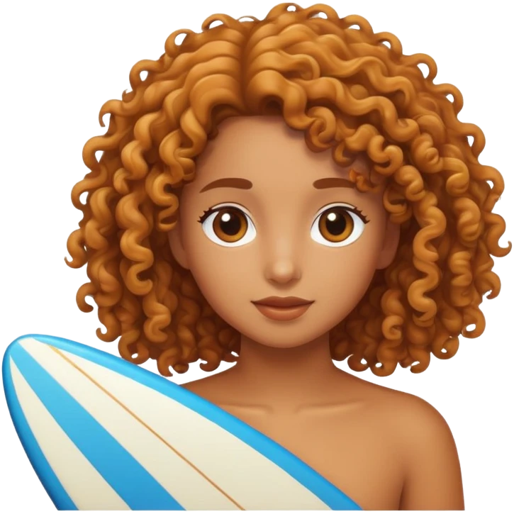 curly haired caramel skin girl surfer emoji