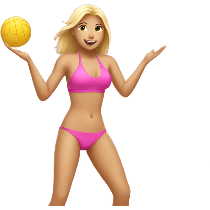 Pink bikini blond girl playing beach volleyball emoji