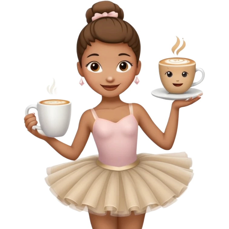 give me a ballerina with a cappuccino mug as her head emoji