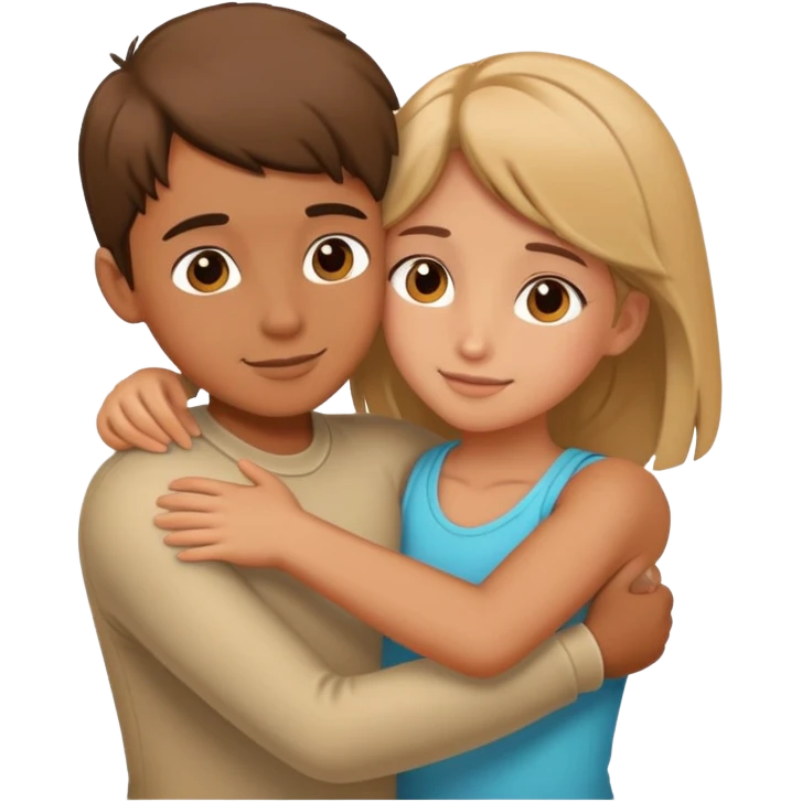 A boy and a girl hugging  emoji