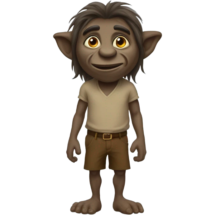 Troll brown skin straight hair and small and walks bent to the side  emoji