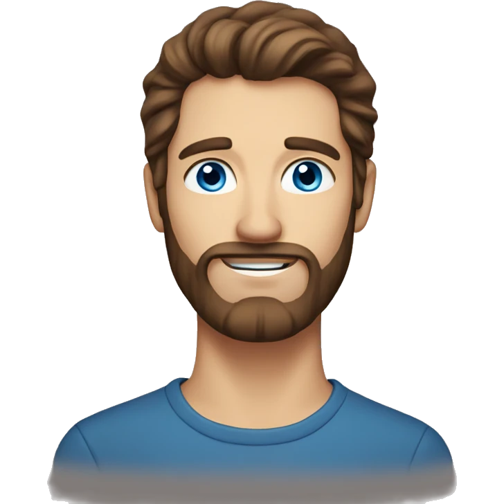 blue-eyed, bearded man with long brown hair emoji