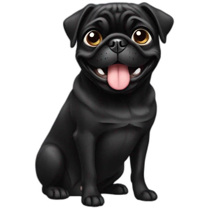 Black Pug happy emoji