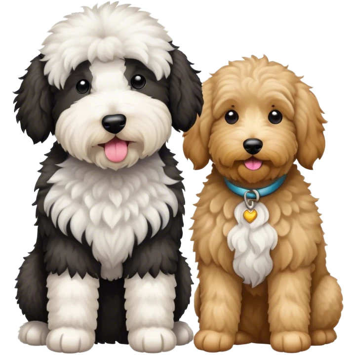 A sheepadoodle and a goldendoodle  emoji