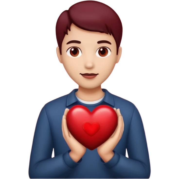 A dark red heart in his hands emoji
