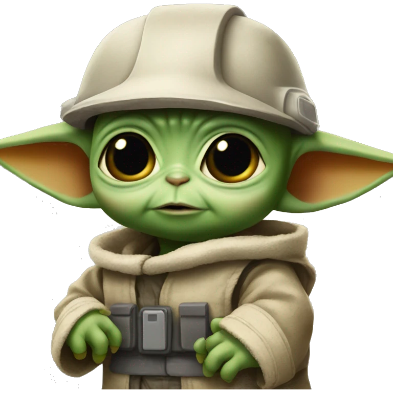 Baby Yoda  wore a yellow construction helmet emoji