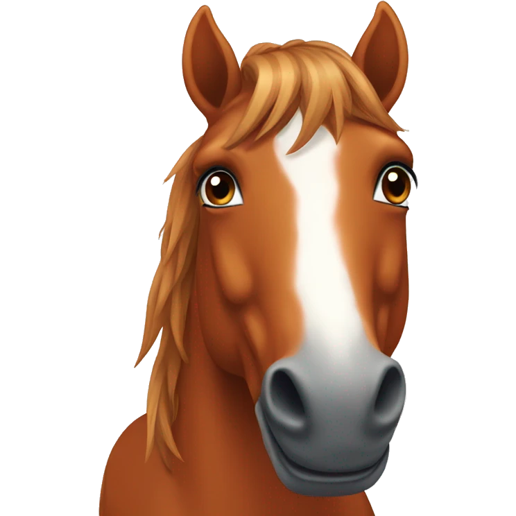 Dark orange horse with dark orange hair with white on its face  emoji