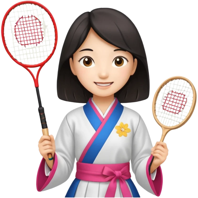 ancient hanbook girl with badminton racket emoji