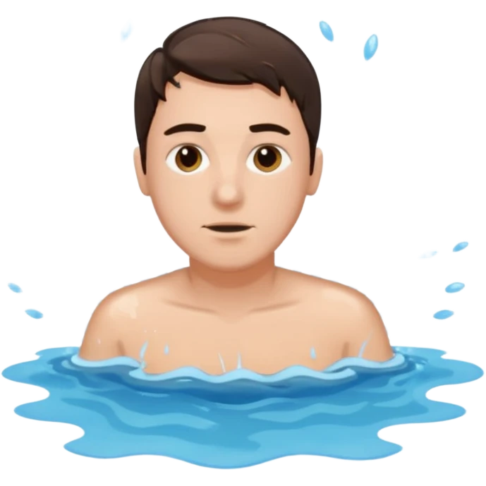 clothed brunette Man drowning in large pool of water with splashes   emoji