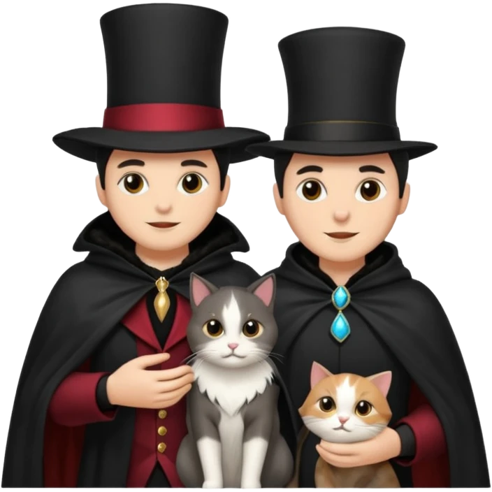 magician couple and their pet cat emoji