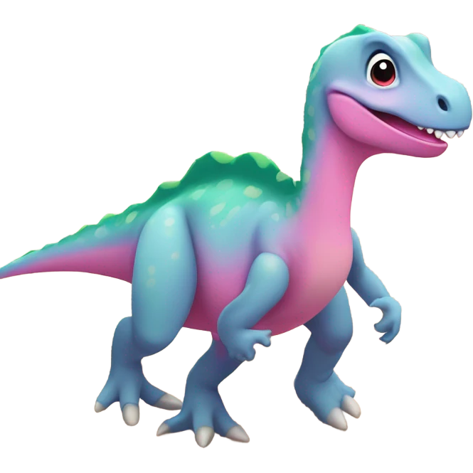Dinosaur with ballet shoes on a beach emoji