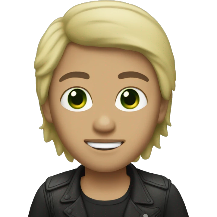 guitar player light skin green eyes black hair emoji