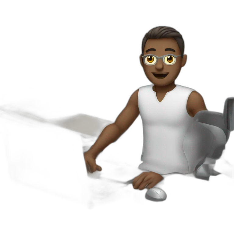 Men on desk computing emoji