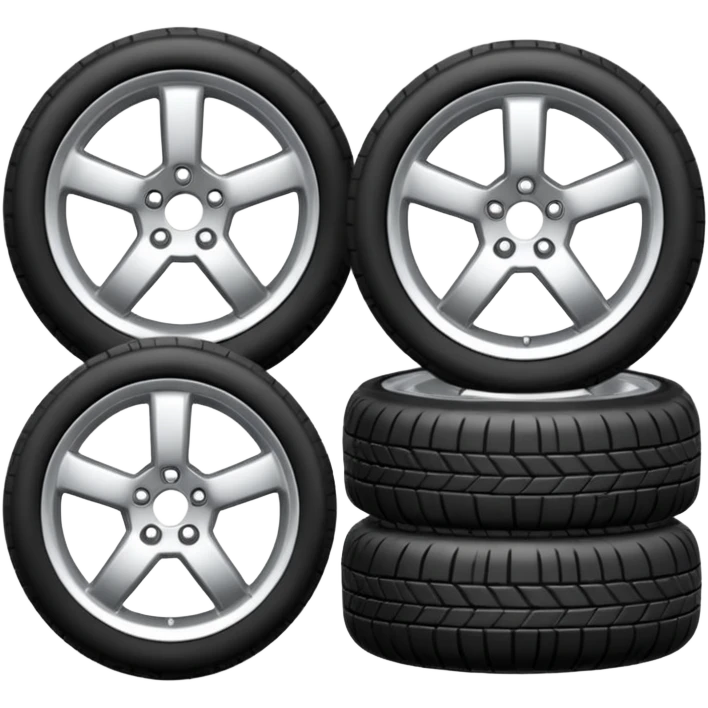 Emoji icon of a set of custom alloy wheels stacked together emoji