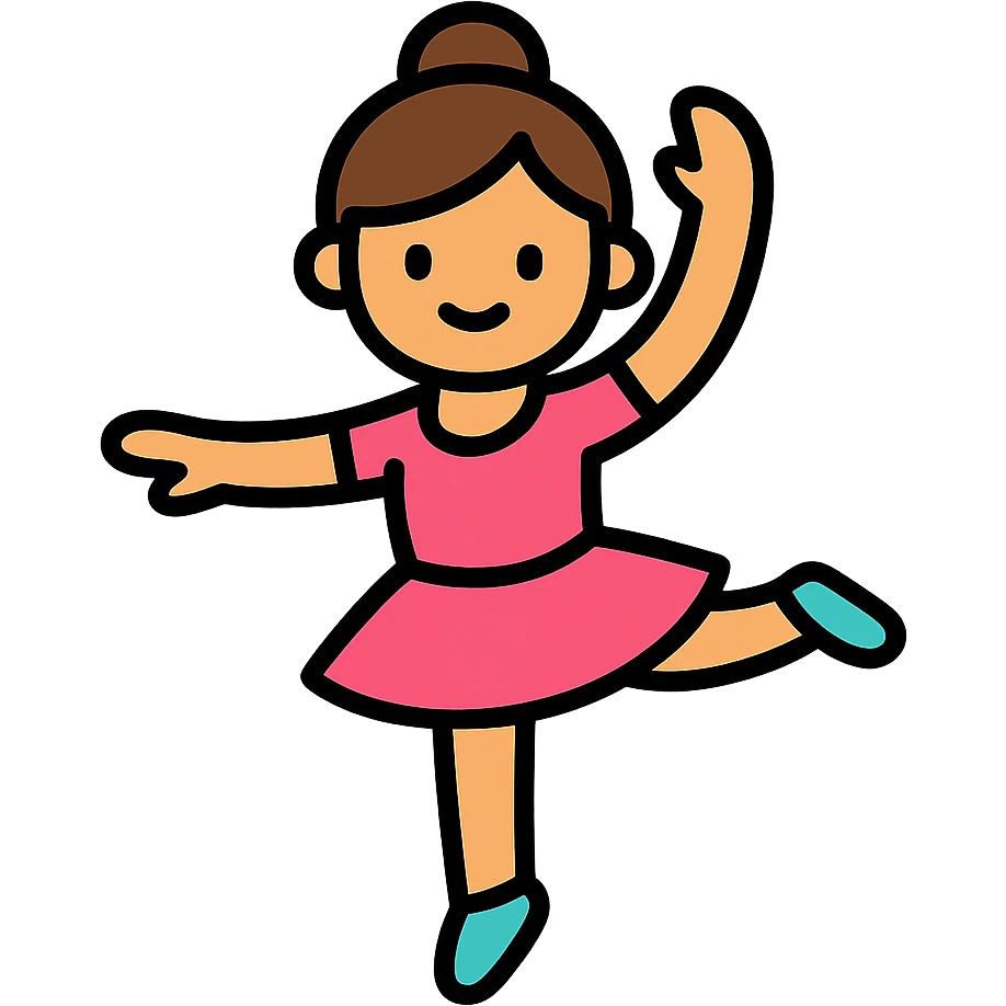 color outline icon of a girl doing ballet emoji