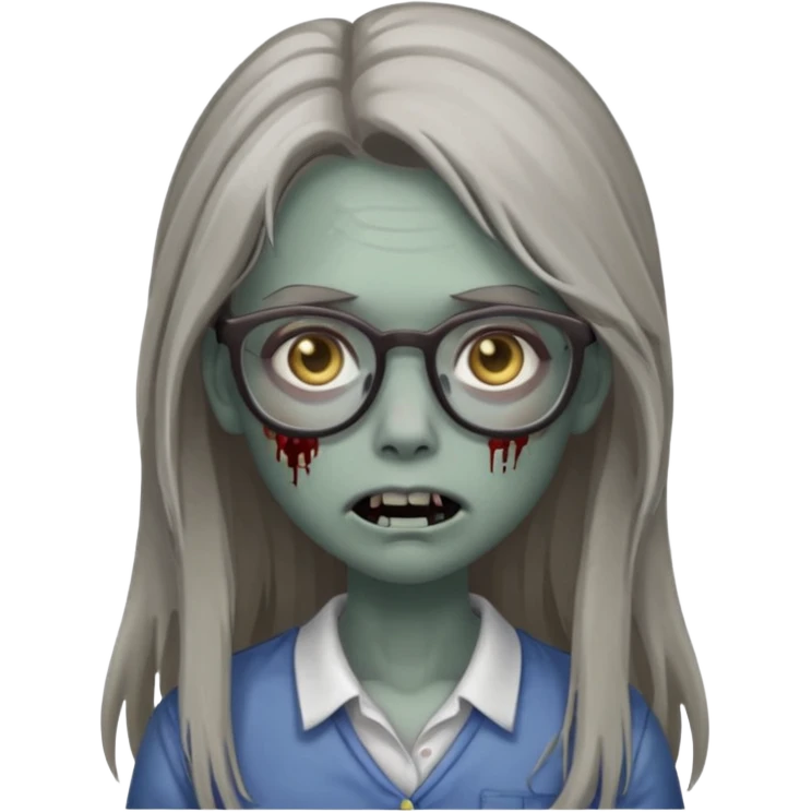 zombie with glasses gray girl long hair emoji