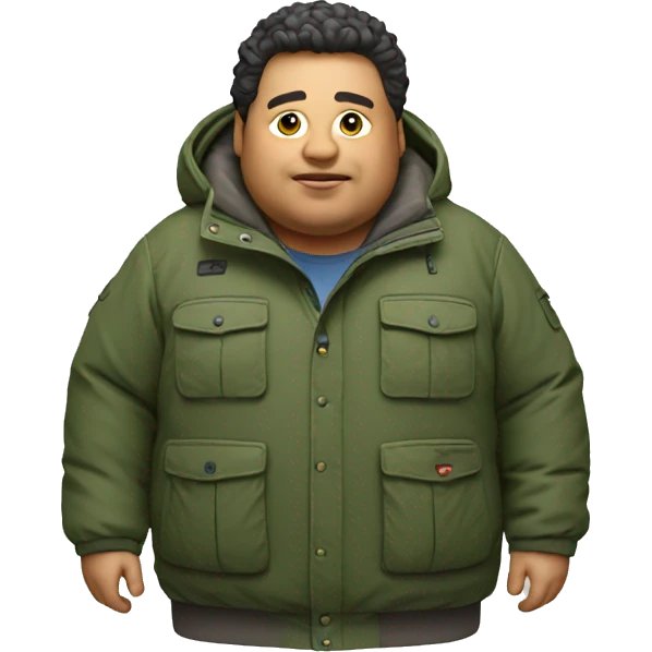 Fat man with Napapijri Rainforest Jacket emoji