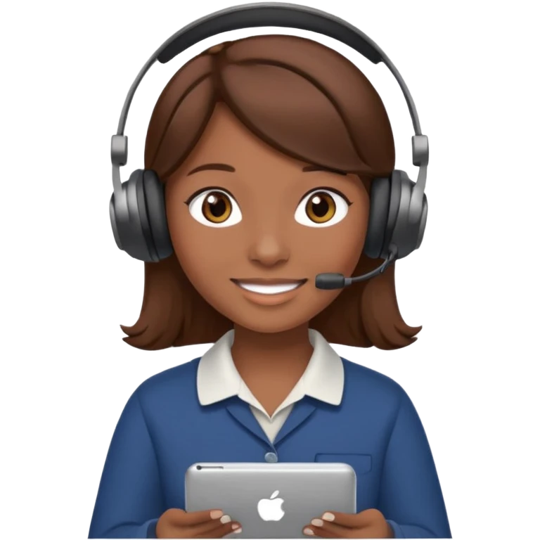 Make an emoji of a girl (no glasses) with brown hair who is teaching how to use iMessage to a class emoji