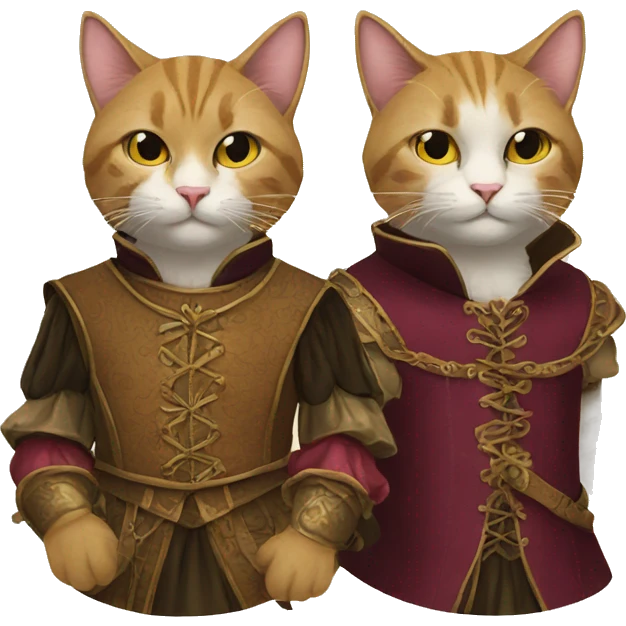 two cats dressed for renaissance festival emoji