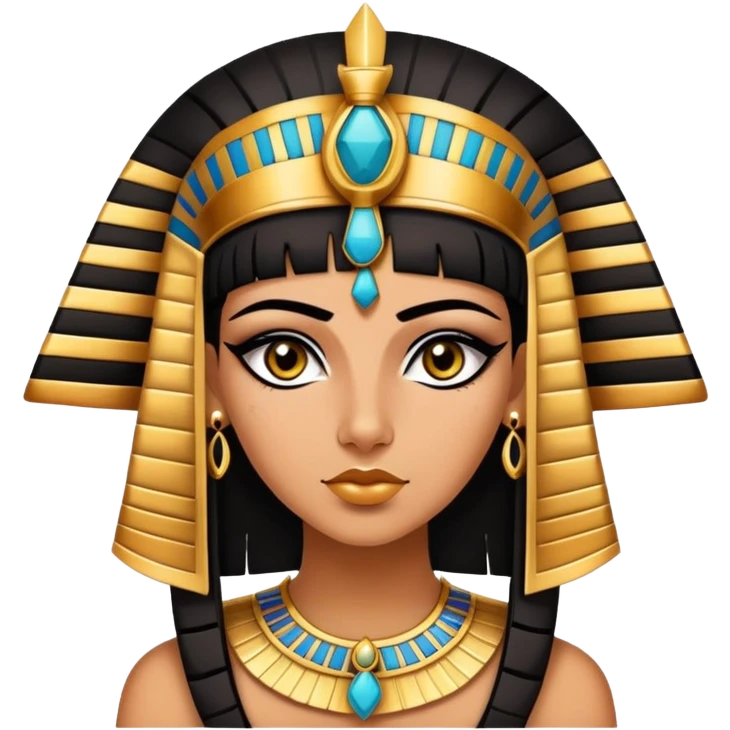 Cleopatra, Egyptian pharaoh with headdress and eyeliner emoji