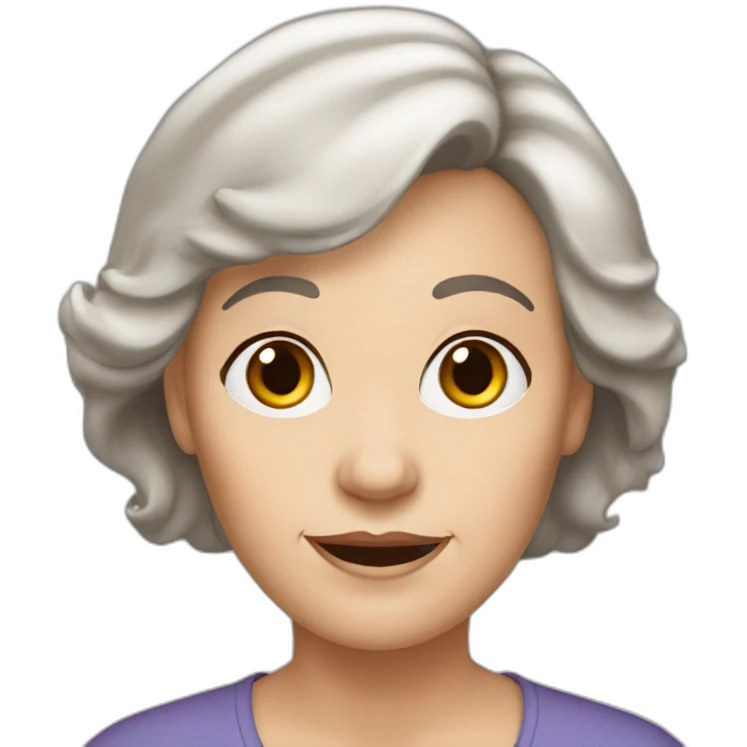 White 63 yrs old woman brown hair black eyes emoji