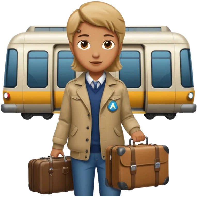 Rider with suitcase,Metro Riders, inside metro train, no transparent, with background,full image , negative transparent, positive background. emoji