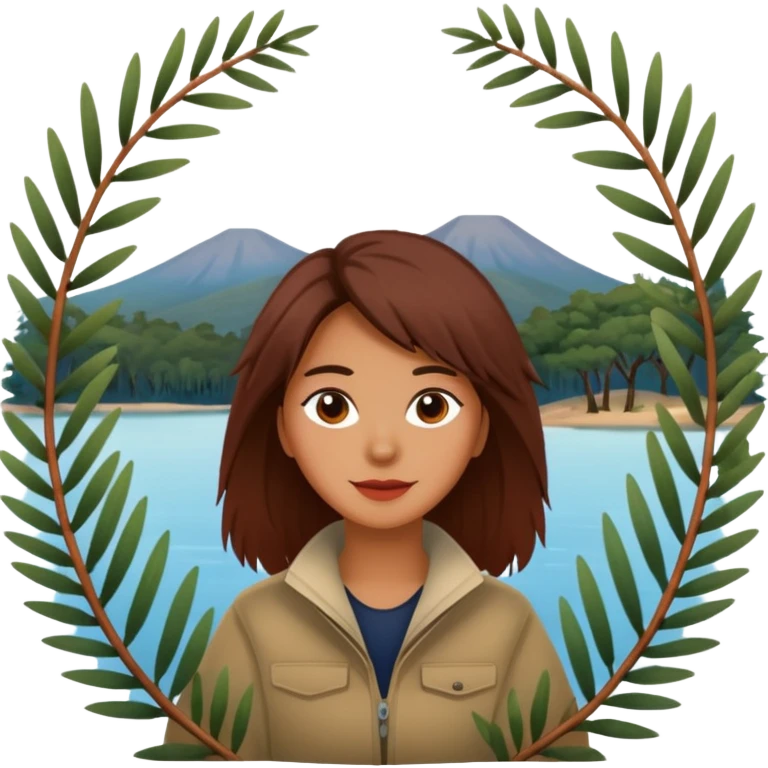 The word "Oldina" surrounded by trees and a lake and some native australian bottle brush branches  emoji