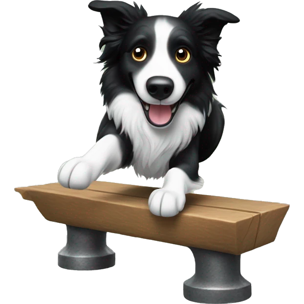 Border collie jumping over anvil emoji