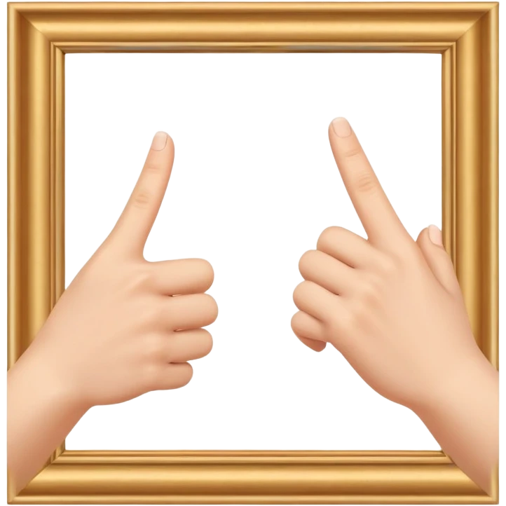 two hands making a frame gesture with fingers and thumbs, director framing shot emoji