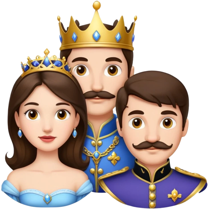 Brunette princess and prince with mustache  emoji