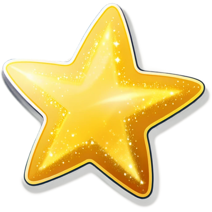 glowing childlike golden star with star dust emoji