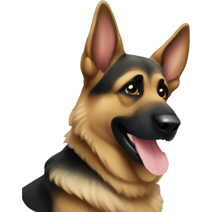 German shepherd with ✌🏿 emoji
