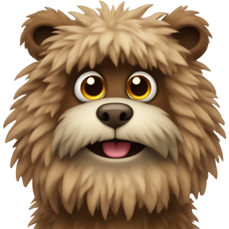 cute fluffy brown monster with round ears  emoji