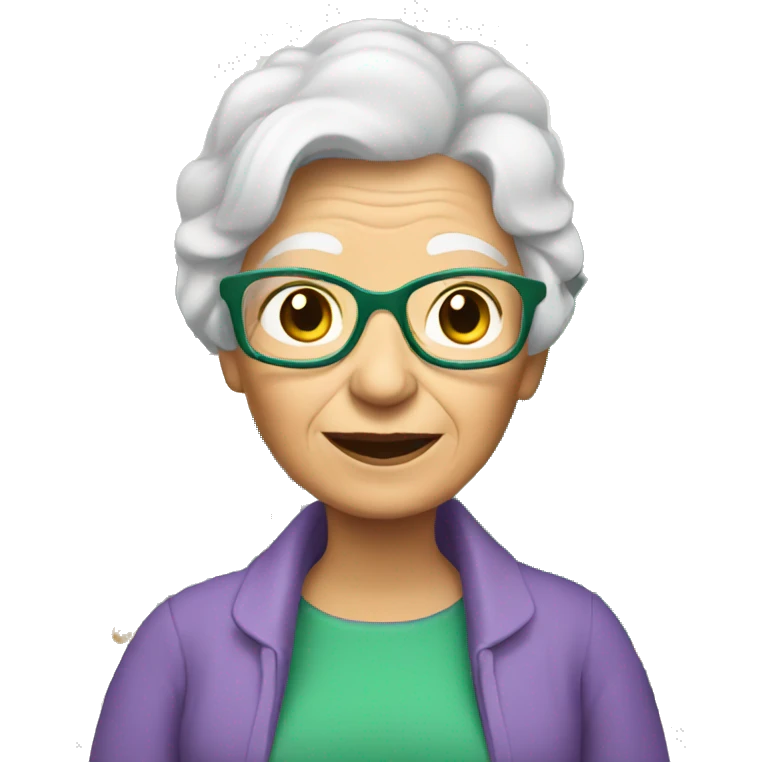 Granny with a green house emoji