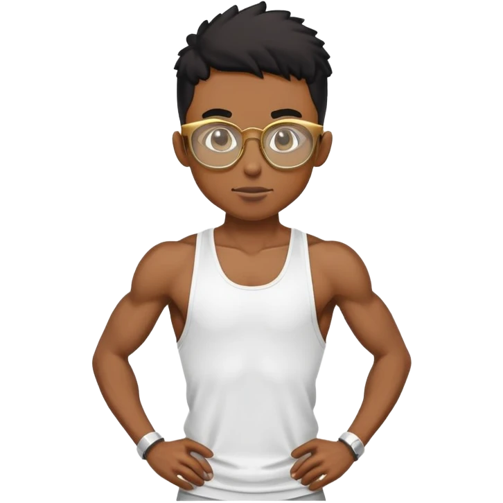 skinny black boy athlete in stringer with gold glasses emoji