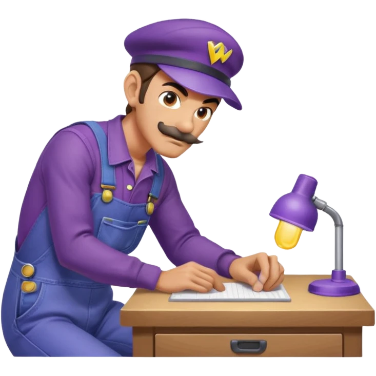 Waluigi building a desk  emoji
