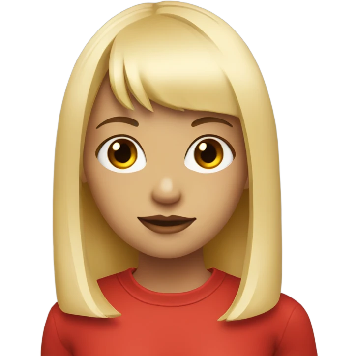 blonde girl with bangs and a red vertical line tattoo on her wrist emoji