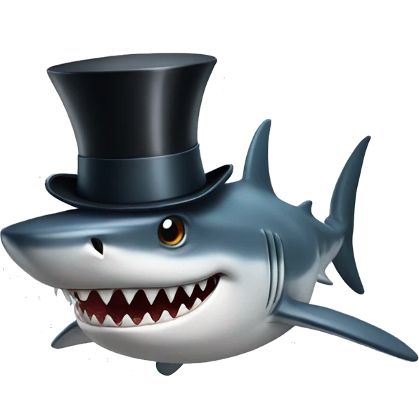 Shark with a top hat emoji