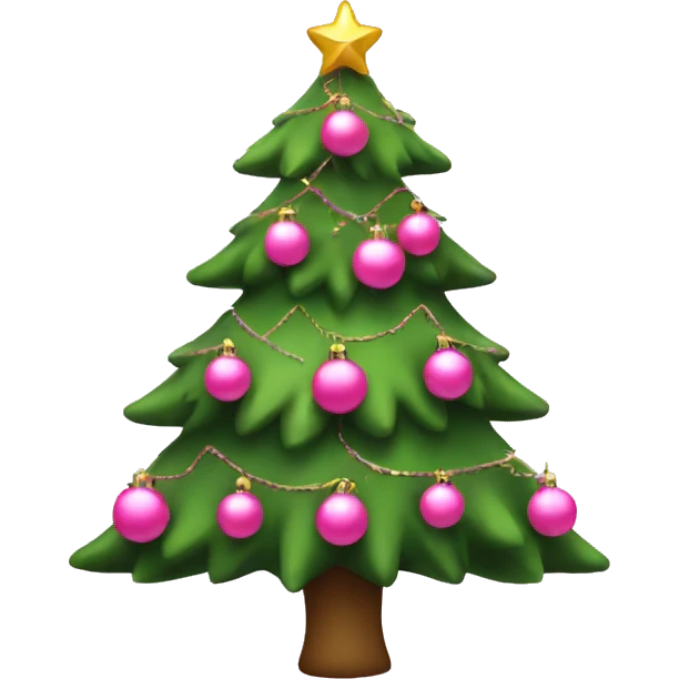 christmas tree with pink ornaments emoji