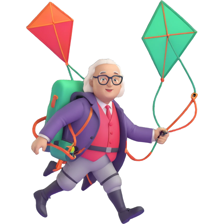 Ben Franklin with a jetpack emoji