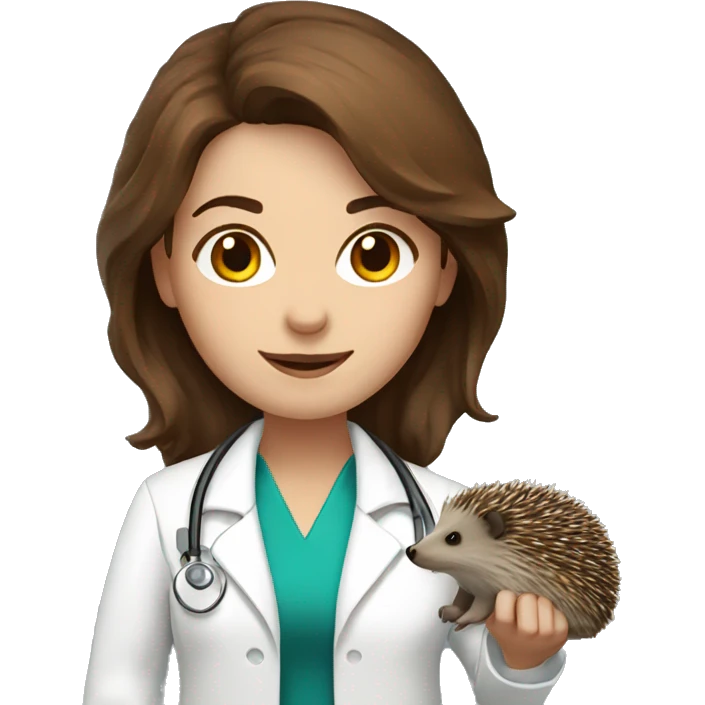A female doctor with brown hair in a white coat with a hedgehog on her shoulder emoji