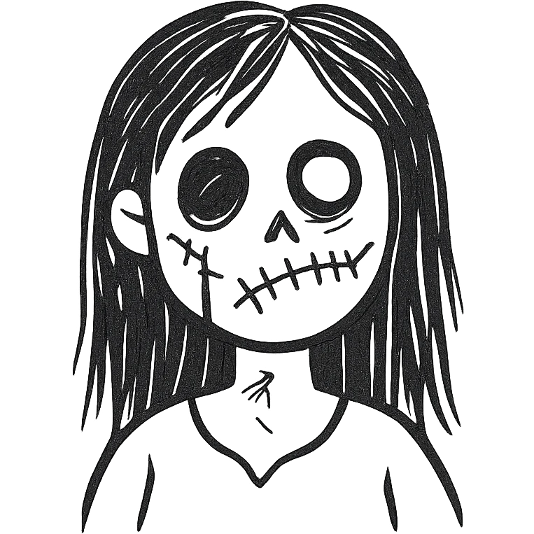 girl zombie with black long hair emoji