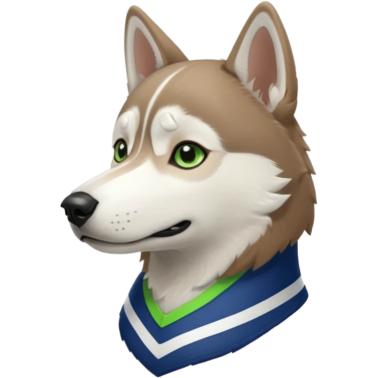 White brown husky with Seattle Seahawks gear emoji