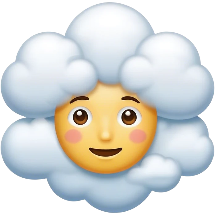 face with cloud on top happily thinking emoji