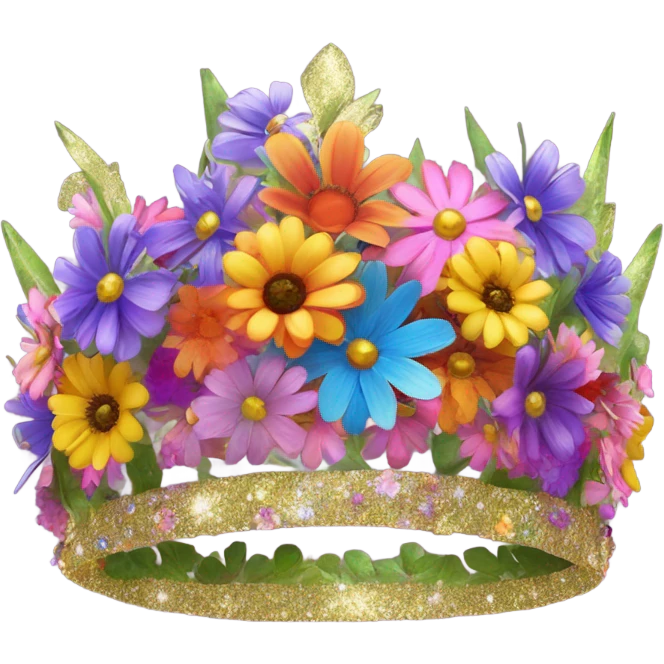 Colorful wildflower crown with glitter  emoji