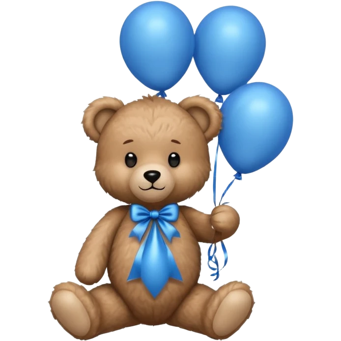 teddy bear holding balloons, birthday, cute, fluffy, semi-realistic emoji