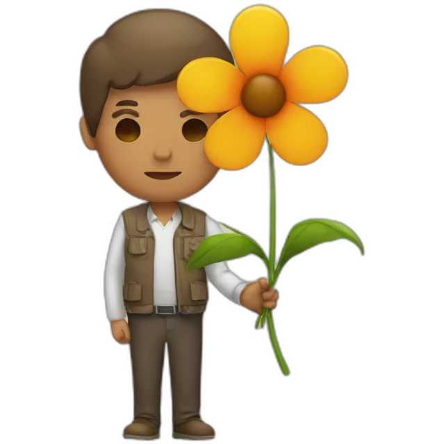 A man with a flower emoji