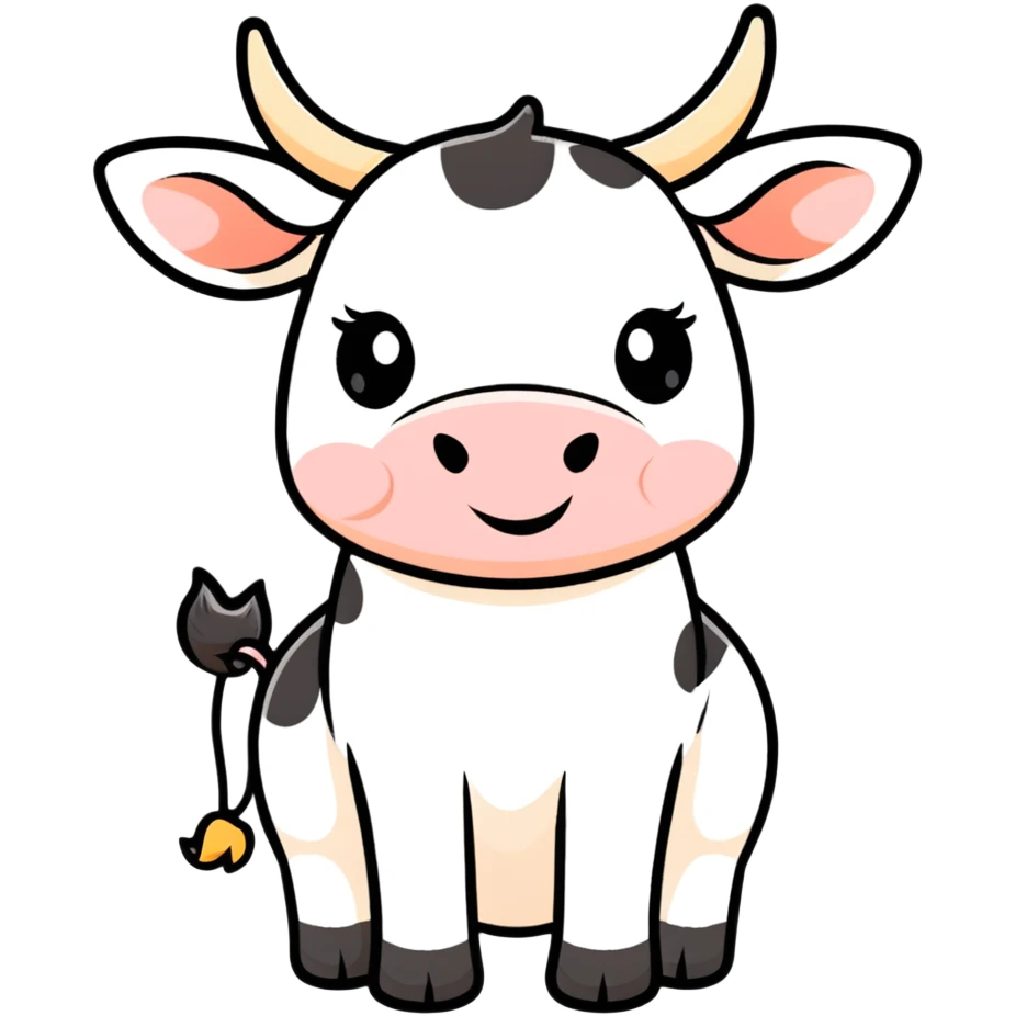 White cow with adorable expression, cute face that makes you say awww emoji