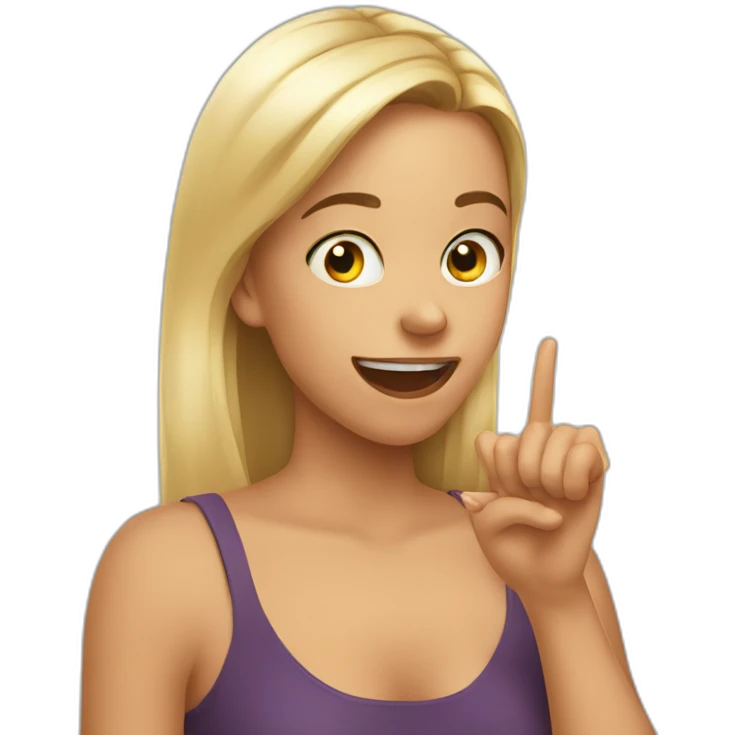 Girl biting own finger with smirk emoji