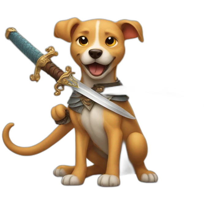 dog with sword, stabbing a dragon emoji